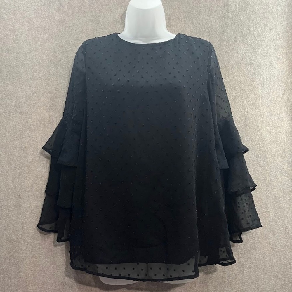 Merokeety Whimsygoth Black Flare Sleeve Top Size Small‎
